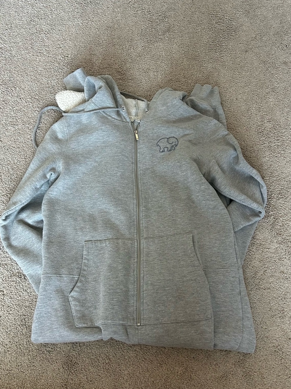ivory ella Heather Gray Kids Zip Hoodie with Elephant Logo